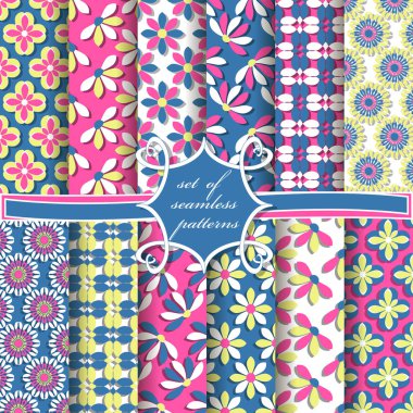 sorunsuz vektör çizimler dekoratif çiçek, soyut şekiller ve karalama defteri için tasarım öğeleri kümesi