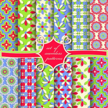 sorunsuz vektör çizimler dekoratif çiçek, soyut şekiller ve karalama defteri için tasarım öğeleri kümesi