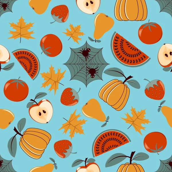 Naadloze Vector Illustratie Achtergrond Met Herfst Symbolen — Stockvector