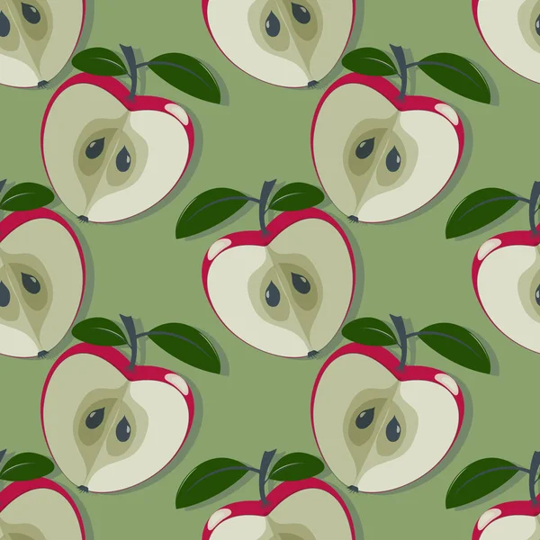 Naadloze Vector Illustratie Achtergrond Met Appels — Stockvector