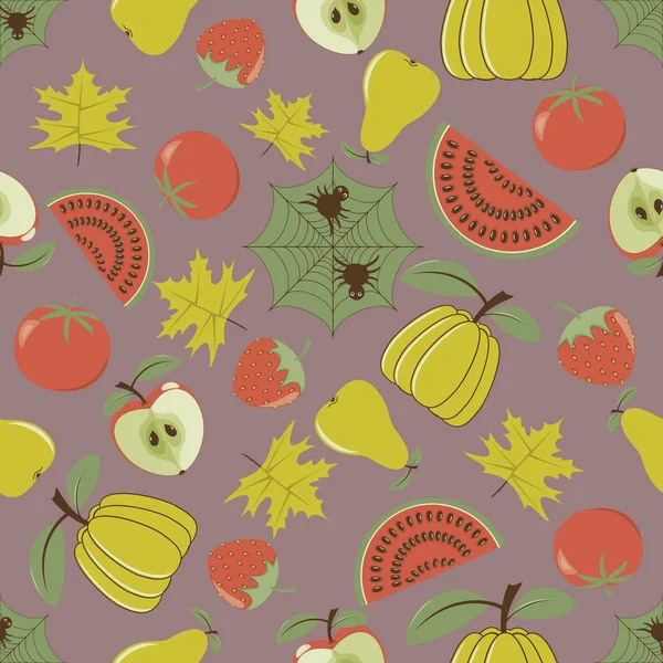 Naadloze Vector Illustratie Achtergrond Met Herfst Symbolen — Stockvector