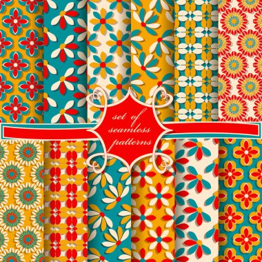 sorunsuz vektör çizimler dekoratif çiçek, soyut şekiller ve karalama defteri için tasarım öğeleri kümesi