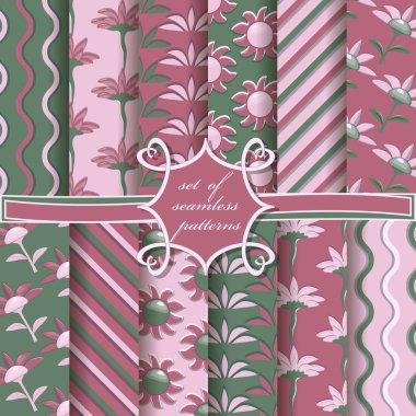 sorunsuz vektör çizimler dekoratif çiçek, soyut şekiller ve karalama defteri için tasarım öğeleri kümesi