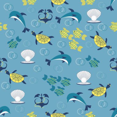 deniz hayvanları ile kesintisiz deniz vektör arka plan