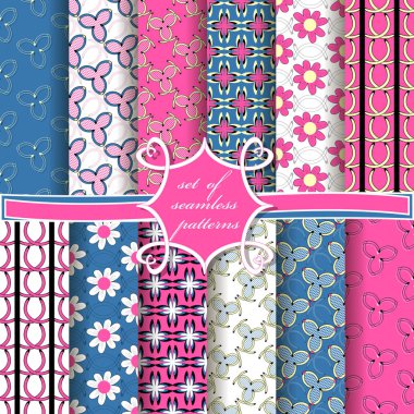 sorunsuz vektör kağıt soyut şekiller, dekoratif çiçek ve karalama defteri için tasarım öğeleri kümesi