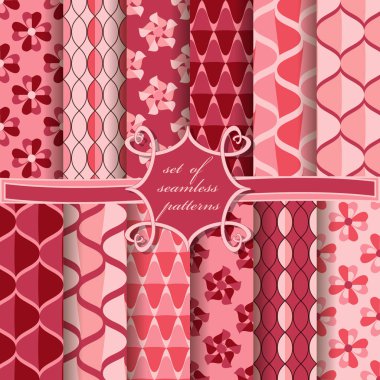 sorunsuz vektör kağıt soyut desenler, dekoratif çiçek, geometrik şekiller kümesi