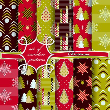 Kusursuz Noel çizimleri seti. Noel sembolleri ve Noel tasarımının unsurları içeren soyut vektör kağıdı