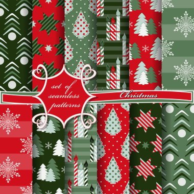 Kusursuz Noel çizimleri seti. Noel sembolleri ve Noel tasarımının unsurları içeren soyut vektör kağıdı