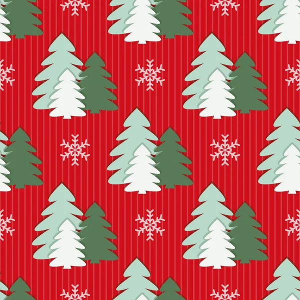 Nahtlose Weihnachten Vektor Illustration Hintergrund Weihnachtsbaum Schneeflocken — Stockvektor