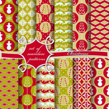 Kusursuz Noel çizimleri seti. Noel sembolleri ve Noel tasarımının unsurları içeren soyut vektör kağıdı