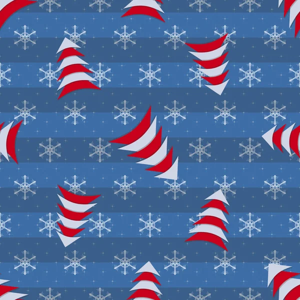 Seamless Christmas Vector Illustration Background Christmas Tree Snowflakes — Stock Vector
