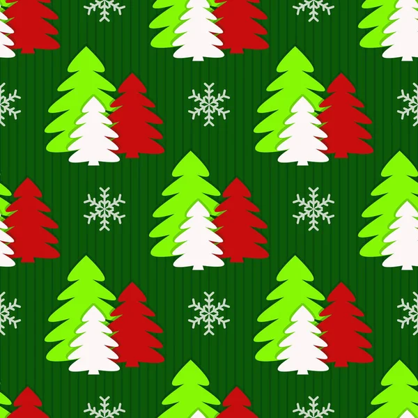 Fondo Ilustración Vectores Navidad Sin Costuras Árbol Navidad Copos Nieve — Vector de stock