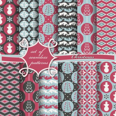 Kusursuz Noel çizimleri seti. Noel sembolleri ve Noel tasarımının unsurları içeren soyut vektör kağıdı