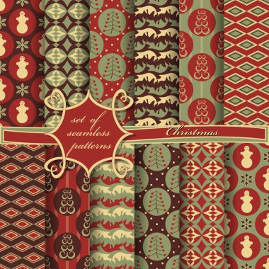 Kusursuz Noel çizimleri seti. Noel sembolleri ve Noel tasarımının unsurları içeren soyut vektör kağıdı