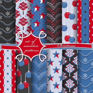 Kusursuz Noel çizimleri seti. Noel sembolleri ve Noel tasarımının unsurları içeren soyut vektör kağıdı