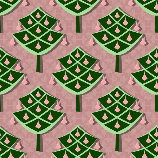 Fond Illustration Vectoriel Noël Sans Couture Arbre Noël Décoratif — Image vectorielle