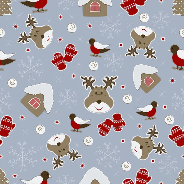 Sömlös jul bakgrund illustration med julen symboler — Stock vektor