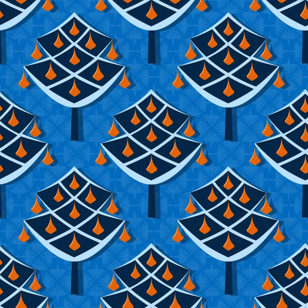 Fondo Ilustración Vectores Navidad Sin Costuras Árbol Navidad Decorativo — Archivo Imágenes Vectoriales