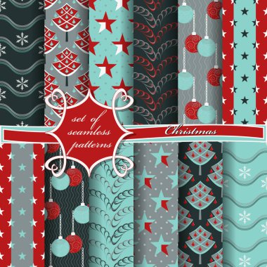 Kusursuz Noel çizimleri seti. Noel sembolleri ve Noel tasarımının unsurları içeren soyut vektör kağıdı