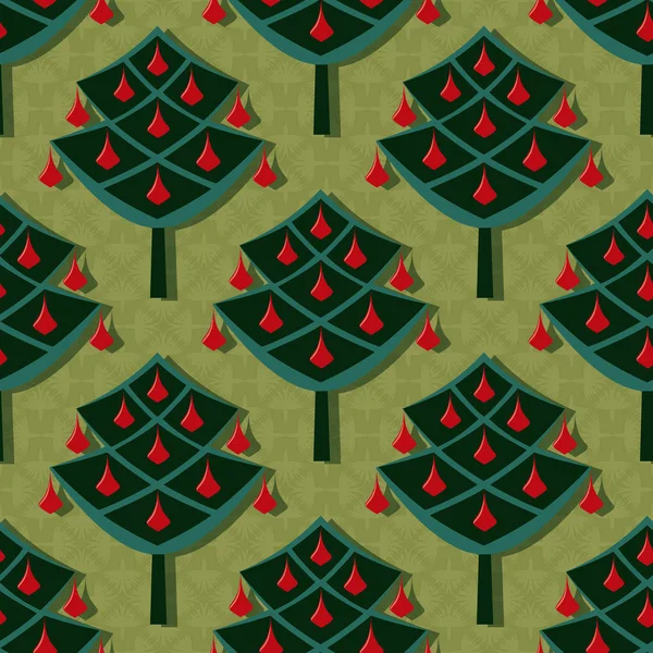 Nahtlose Weihnachten Vektor Illustration Hintergrund Dekorativer Weihnachtsbaum — Stockvektor