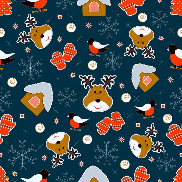 Nahtlose Weihnachten Hintergrund Illustration Mit Weihnachtssymbolen — Stockvektor