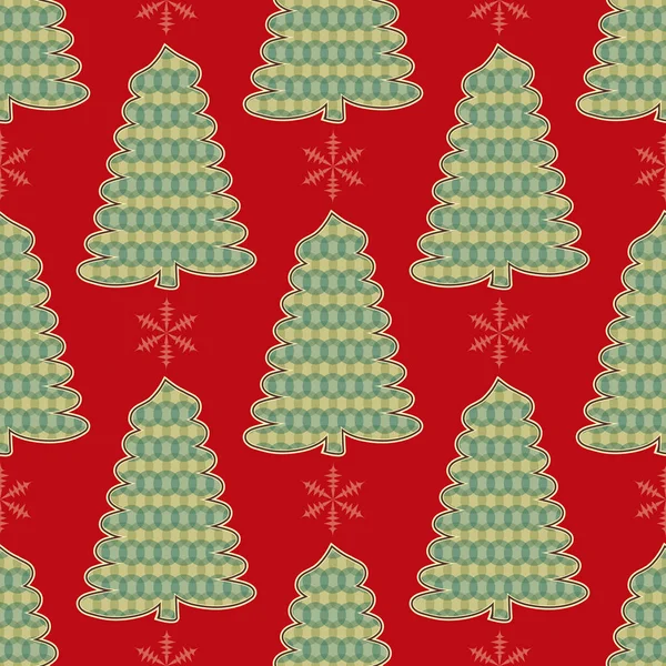 Naadloze kerst vector illustratie achtergrond. Decoratieve kerstboom — Stockvector