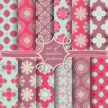 sorunsuz vektör çizimler ile soyut çok renkli geometrik şekiller, dekoratif çiçek kümesi