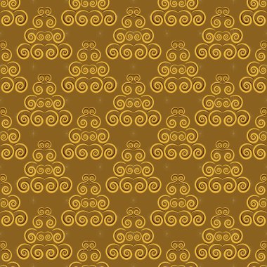 Sorunsuz vektör desen. Dekoratif altın Noel ağacından bukleler