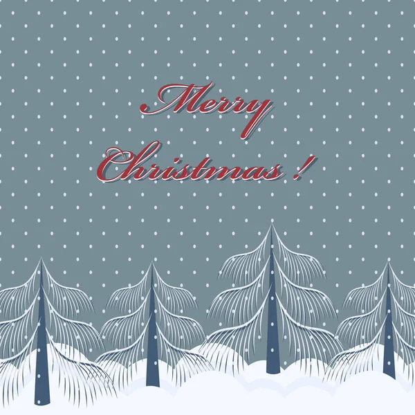Weihnachtsgrußkarte Weihnachtsbäume Den Schneewehen Vektorillustration — Stockvektor