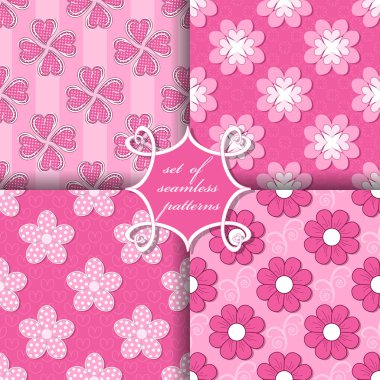 Sevgililer günü kesintisiz vektör çizimleri kümesi. Kalp, soyut şekiller, dekoratif çiçek, tasarım öğeleri için karalama defteri