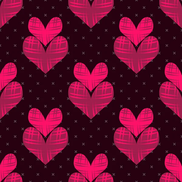 Бесшовная Векторная Иллюстрация Дня Святого Валентина Декоративное Полосатое Сердце — стоковый вектор