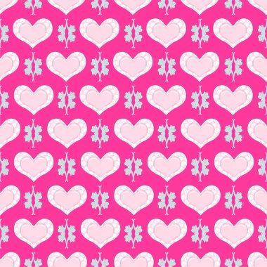 Sevgililer günün kutlu olsun. Sorunsuz vektör çizim arka plan. Dekoratif şekiller, kalp