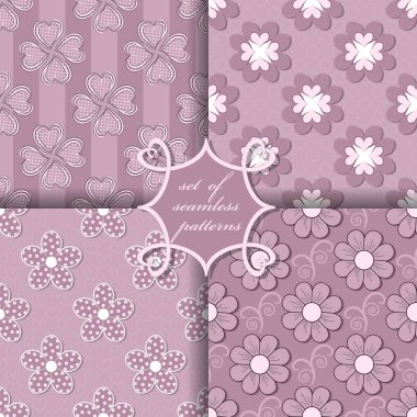 Sevgililer günü kesintisiz vektör çizimleri kümesi. Kalp, soyut şekiller, dekoratif çiçek, tasarım öğeleri için karalama defteri