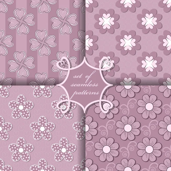 Conjunto de ilustrações vetoriais sem costura do Dia dos Namorados. Coração, formas abstratas, flores decorativas, elementos de design para scrapbook — Vetor de Stock