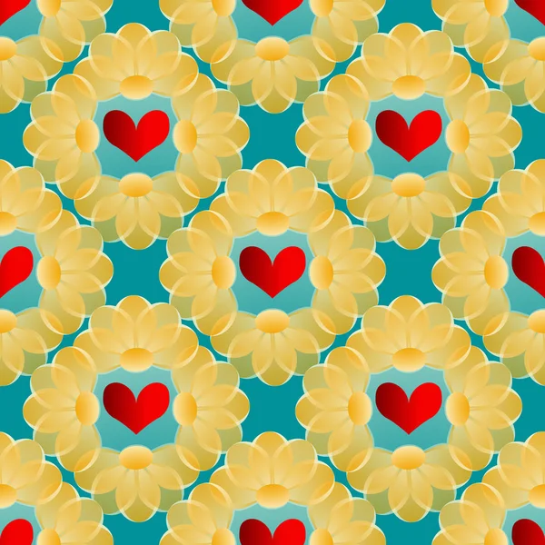 Sevgililer günün kutlu olsun. Vektör çizim arka plan. Dekoratif çiçek, kalp — Stok Vektör