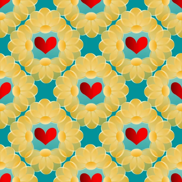 Buon San Valentino. Sfondo illustrazione vettoriale. Fiori decorativi, cuore — Vettoriale Stock