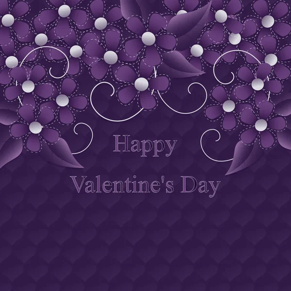 Joyeuse Saint Valentin Carte Vœux Vectorielle Fleurs Décoratives Coeur — Image vectorielle