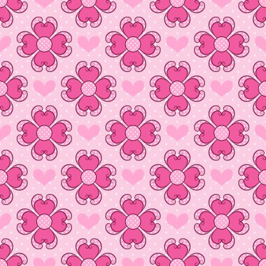 Sevgililer günün kutlu olsun. Sorunsuz vektör çizim. Dekoratif süs çiçek kalple