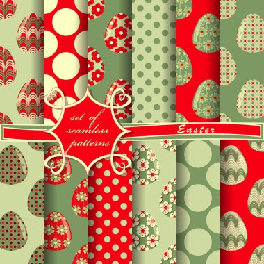 Dekoratif çiçek, şekiller ve semboller kutsal Paskalya günü kesintisiz soyut vektör kağıdına kümesi