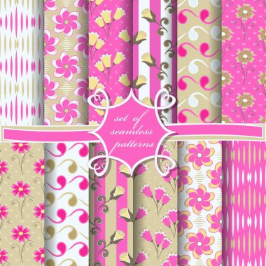 sorunsuz soyut vektör kağıt dekoratif çiçek, şekiller ve dekorasyon için tasarım öğeleri kümesi