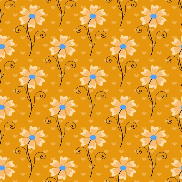 Fundo Ilustração Vetor Sem Costura Com Flores Decorativas — Vetor de Stock