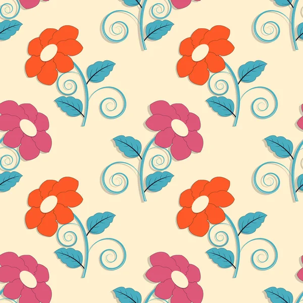 Fondo de ilustración vectorial sin costuras con flores decorativas — Vector de stock