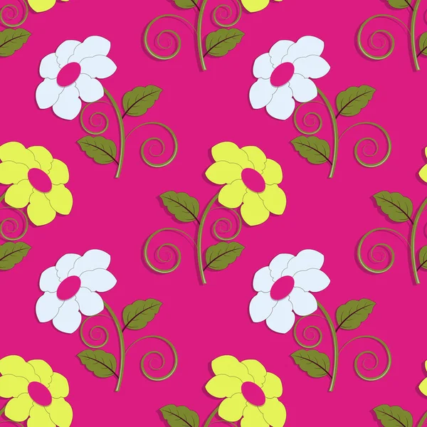 Fundo Ilustração Vetor Sem Costura Com Flores Decorativas — Vetor de Stock