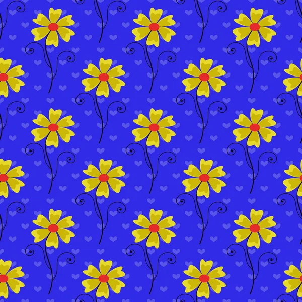 Απρόσκοπτη Διανυσματικά Εικονογράφηση Φόντο Διακοσμητικά Λουλούδια — Διανυσματικό Αρχείο