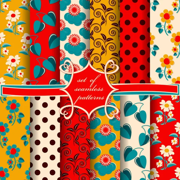 装飾花、形や装飾の設計要素とのシームレスな抽象的なベクトル紙のセット — ストックベクタ