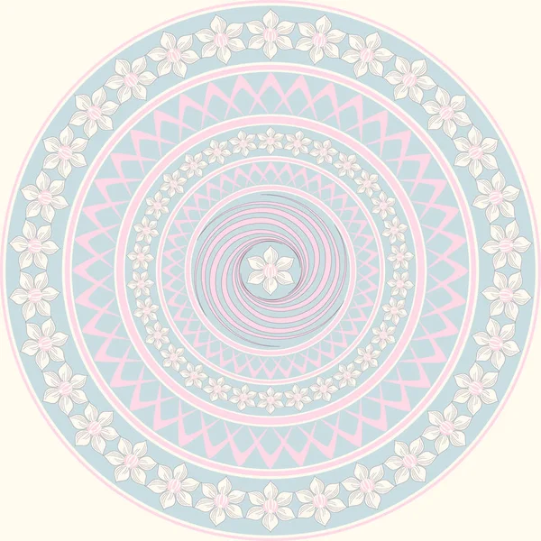 Ilustración vectorial. Patrón circular de formas abstractas flores decorativas — Archivo Imágenes Vectoriales