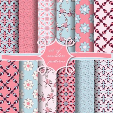  Soyut şekilleri, dekoratif çiçekleri ve dekorasyon için tasarım unsurları olan pürüzsüz vektör kağıtları.