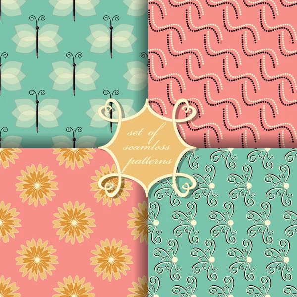 süs çiçekler, kelebekler ve dekorasyon için tasarım öğeleri kümesi soyut kağıdına sorunsuz vektör şekiller