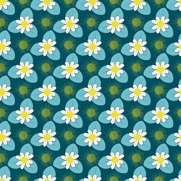 Nahtlose Vektor-Illustration Hintergrund mit abstrakten Sonne und dekorativen Blumen — Stockvektor