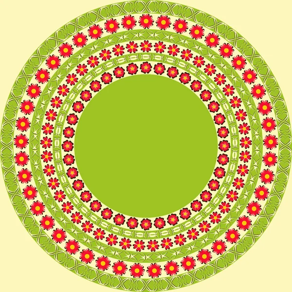 Εικονογράφηση διάνυσμα. Κυκλικό μοτίβο του αφηρημένα σχήματα διακοσμητικά λουλούδια — Διανυσματικό Αρχείο